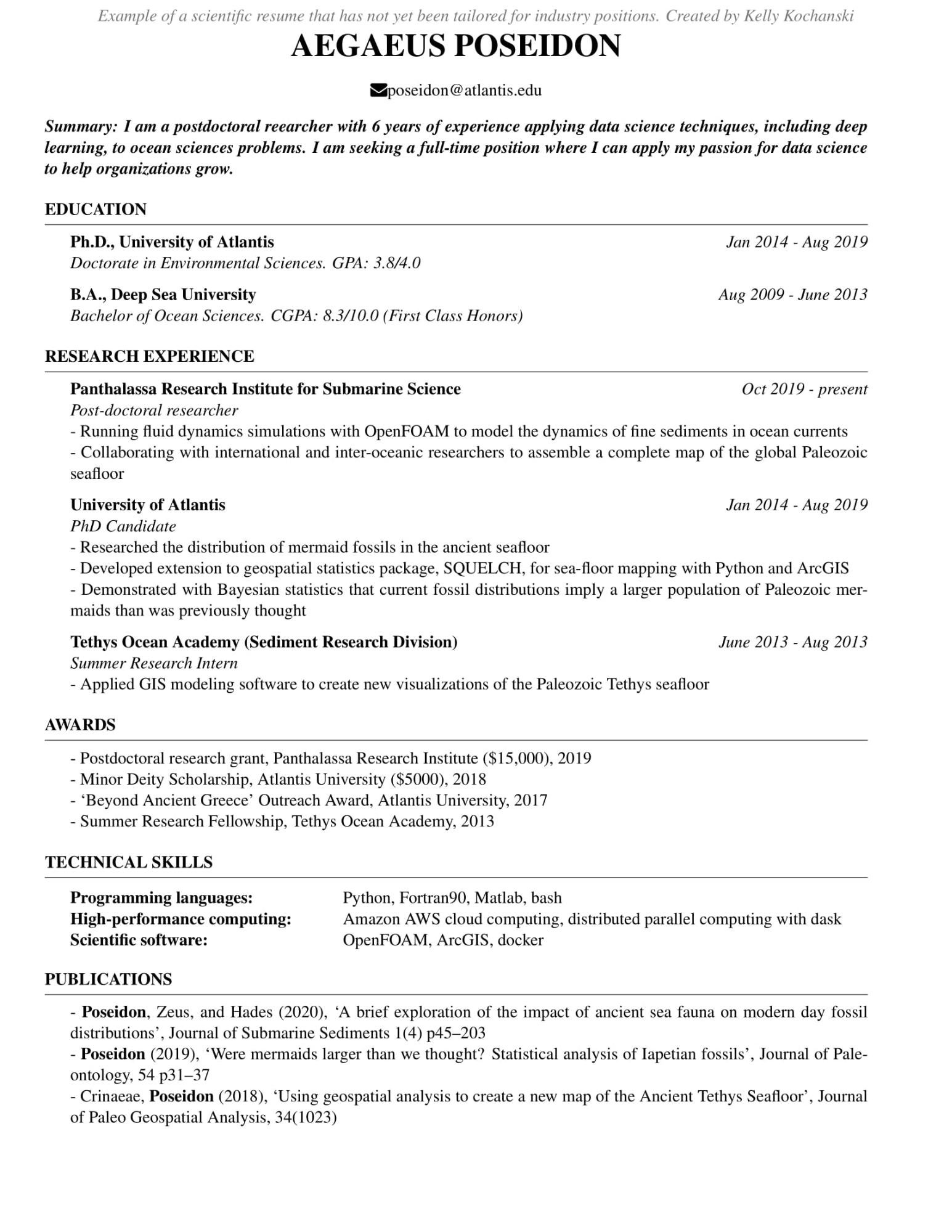 Example resume